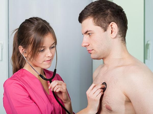 Nurse model checking heart rate of patient model